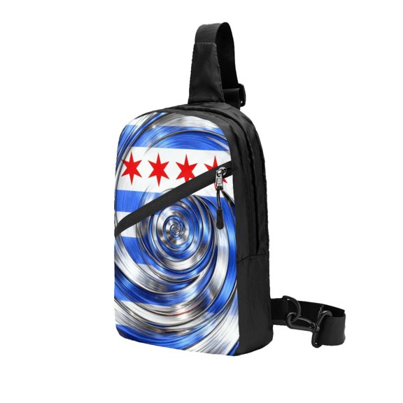 Foldable Sling Backpack Packable Daypack Retro Style Chicagoan Flag Collapsible Crossbody Shoulder Bag