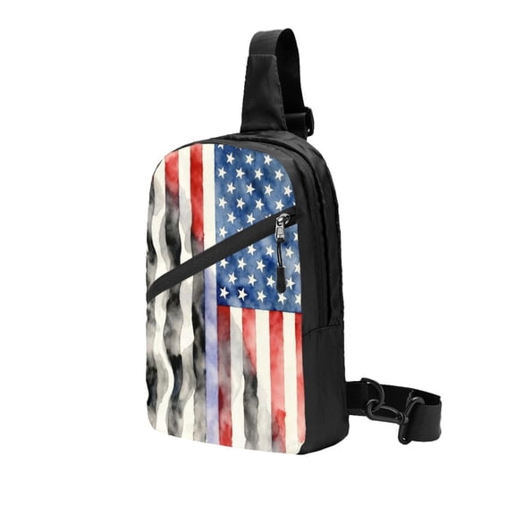 Foldable Sling Backpack Packable Daypack Thin Blue Line Police Officer Flag Collapsible Crossbody Shoulder Bag