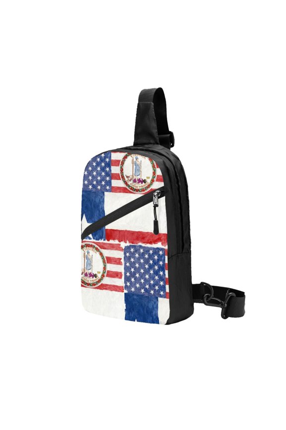 Foldable Sling Backpack Packable Daypack Virginia Texas Flag Collapsible Crossbody Shoulder Bag
