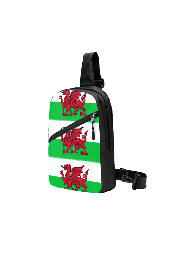 Foldable Sling Backpack Packable Daypack Welsh Dragon Flag Collapsible Crossbody Shoulder Bag