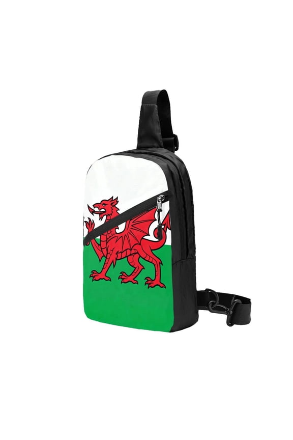 Foldable Sling Backpack Packable Daypack Welsh Flag Collapsible Crossbody Shoulder Bag