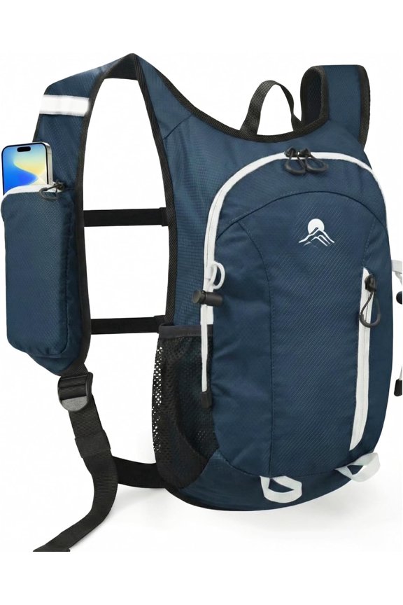 Foldable Small Hiking Backpack with 3 Strap Pockets - Lightweight 300D Spill-proof Daypack for Men Women - Packable Small Travel Backpack with Chest Strap & Trekking Pole Holder - Durable Outdoor Bag