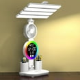 thumbnail image 1 of Foldable Smart LED Desk Lamp – Multi-Functional with RGB Ambient Light, Digital Clock/Temperature Display, Double Pen Holders & Mini Fan, Rechargeable for Dorm/Study/Bedroom, 1 of 6
