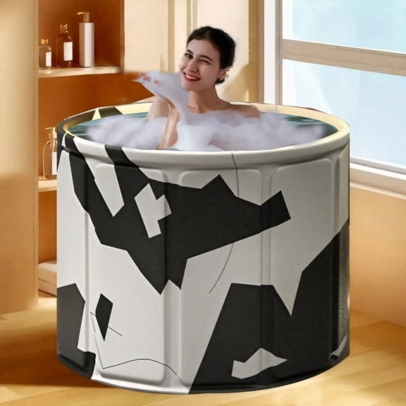Foldable Soaking Bathtub for Adults, Portable Extra Large Free-standing Hot Tub, Keep Temperature, Easy Assembly for Small Space & Shower Stall