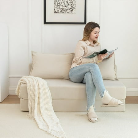 Modern Fabric Foldable Sofa Bed 85cm for Living Room, Comfortable & Space-Saving