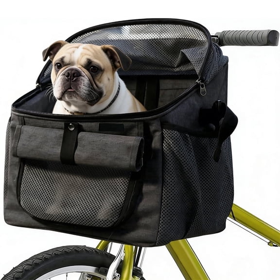 Foldable Soft Dog Bike Basket Carrier, Mesh Pet Backpack Carrier, Travel Pet Bag for Small & Medium Cats and Dogs