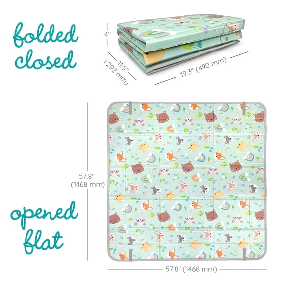 Foldable Soft Foam Mat, 57" Mat for Floor , Lightweight, Easy to Store, Wipeable, Animals