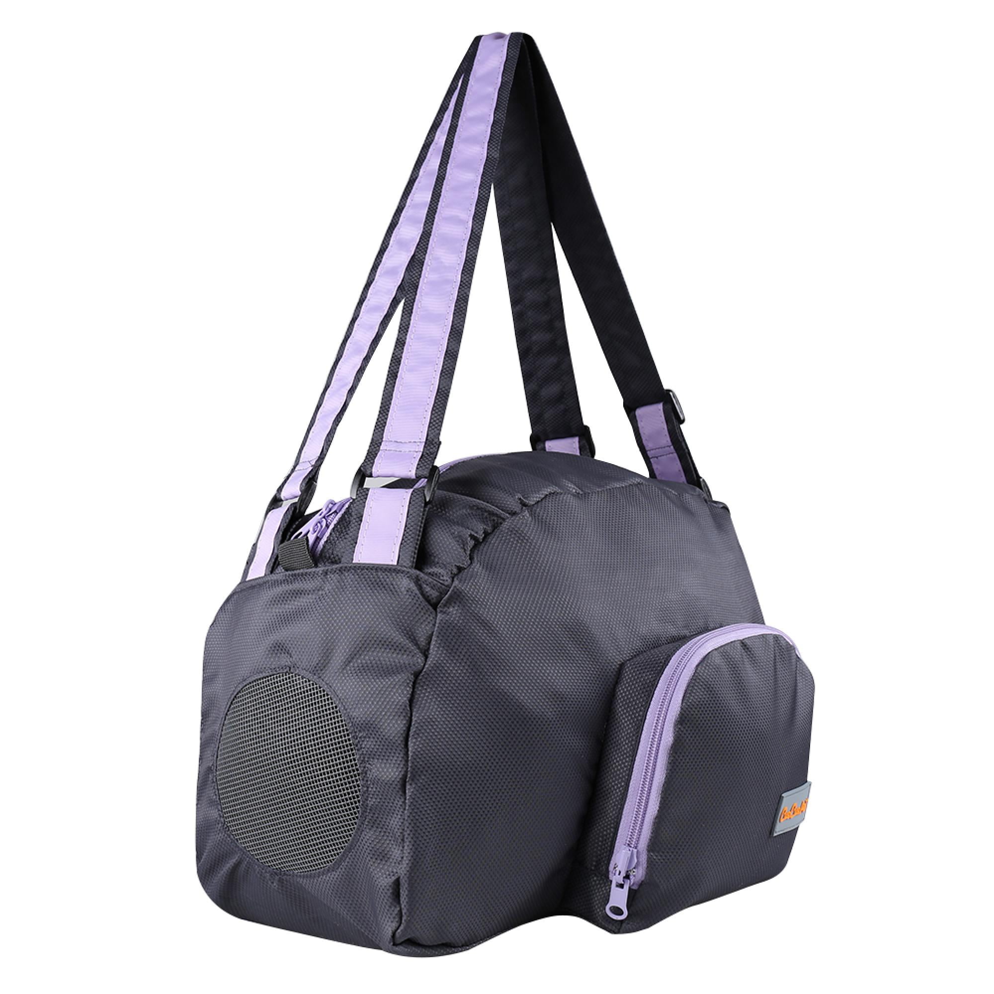 Foldable Soft Pet Carrier for Small Dogs & Cats – Lightweight Airline-Approved Travel Bag with Mesh Ventilation & Shoulder Strap – For Puppies, Kittens, Rabbits – Black Purple