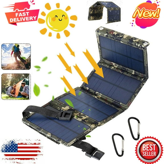 Foldable Solar Panel Charger 80W, Portable Solar Charger with USB-A Output, IP65 Waterproof, Kickstand Included for Hiking, Camping, Emergency Phone Charging