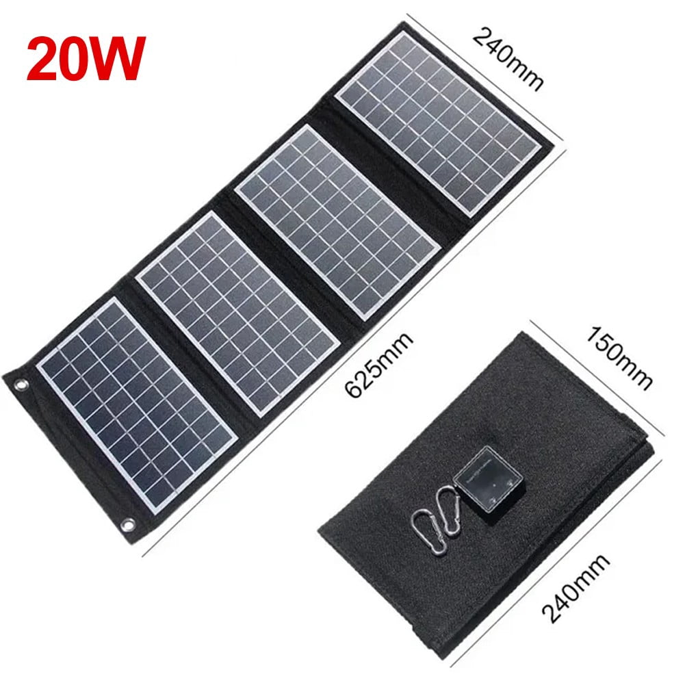 Foldable Solar Panel for Camping with Dual Usb Charger and Waterproof Design 4 Fold