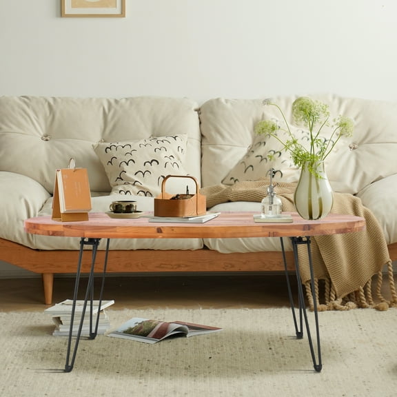 Foldable Solid Wood Table - Natural Reclaimed Wood, Vintage For Living Room Console Chic Style