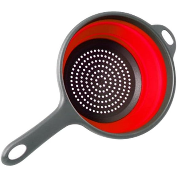 Foldable Space-Saving Silicone Colander Strainer Colander Dish Drainer Draining Basket with Handle Kitchen Tools(red)