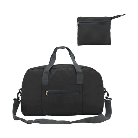 Foldable Sports Gym Bag with Shoe Compartment, Lightweight Travel Duffle for Workout and Weekend Trips,Black-45x30x12cm