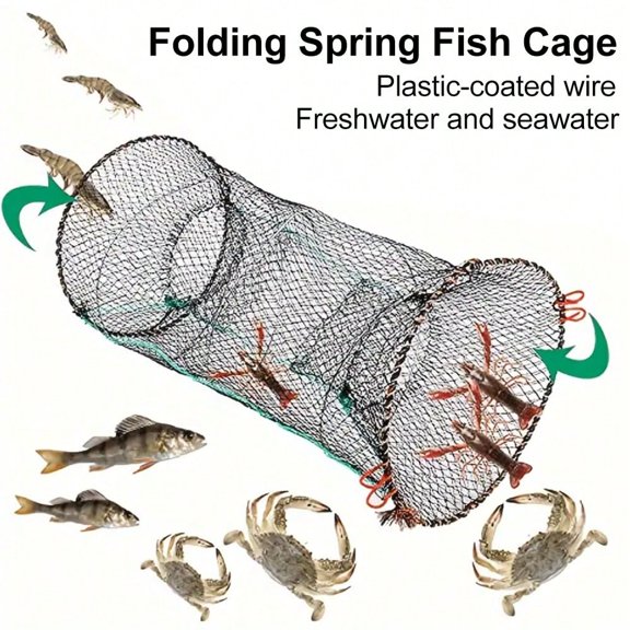 Foldable Spring Fish Trap Net, Crab & Shrimp Trap, PE Material, 1 Pack