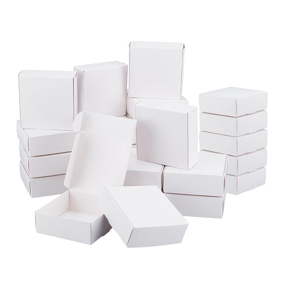 Foldable Square Paper Storage Gift Boxes Paper Packaging Cases White 9.5x9.5x3.5cm for DIY