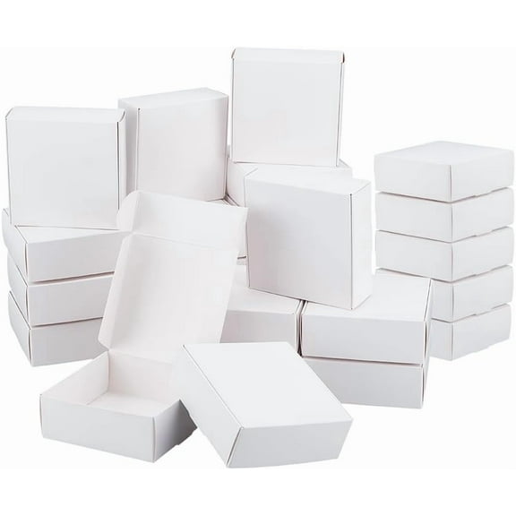 Foldable Square Paper Storage Gift Boxes Paper Packaging Cases White 9.5x9.5x3.5cm