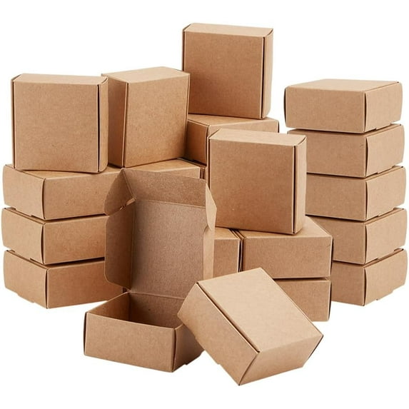 Foldable Square Paper Storage Gift boxes Paper Packaging Cases BurlyWood 6.5x6.5x3cm