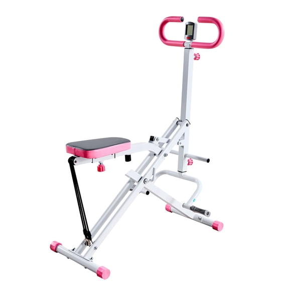 Foldable Squat Machine with 3 Resistance Bands, Deep Squat & Rowing Home Gym, Glute Trainer for Legs, Easy Setup, White