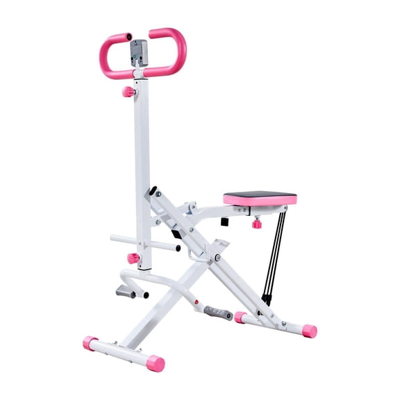 Foldable Squat Machine with 3 Resistance Bands for Home Glute and Leg Workout White
