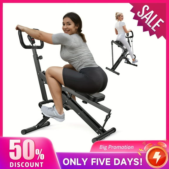 Foldable Squat & Rowing Machine for Women, Adjustable Resistance for Home Gym, 330LBS Capacity, Core Strength Training, Ab/Back/Leg Workout