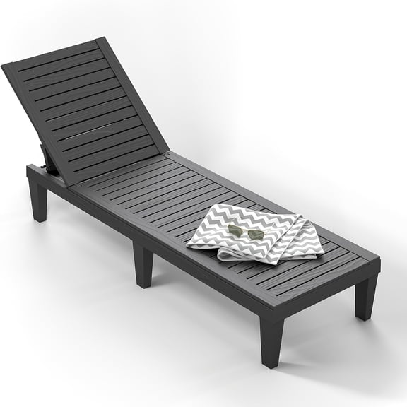 Foldable Stackable Outdoor Lounge Chair with Ergonomic Armrests, Durable for Backyard Poolside Balcony