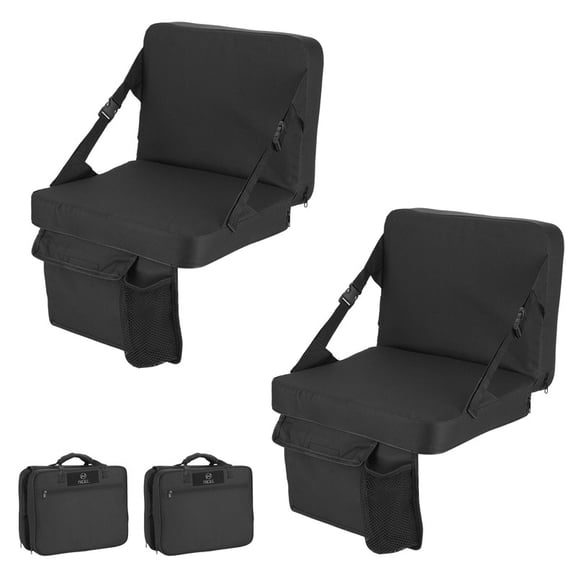 Foldable Stadium Cushion with Backrest, Lightweight, Thick-Padded Bleacher Seat with Carry Handle for Sports & Outdoor Activities (Set of 2)