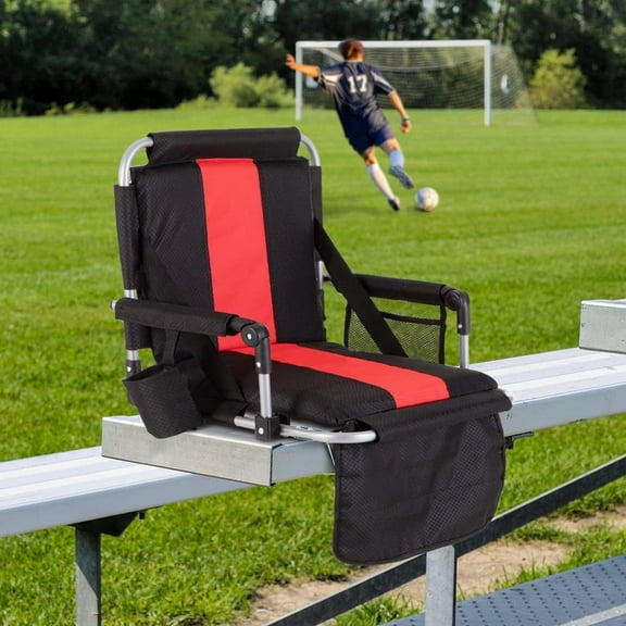 Foldable Stadium Seat Portable Folding Stadium Chairs Padded Bleacher Seat Cushion Bleacher Chair with Armrest and Cup Holder