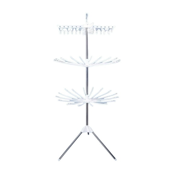 Foldable Stainless Steel Drying Rack 35.4x70.86in Large Space Saving Indoor Patio Clothesline with 24 Clothespins Multi-Functional Laundry Rack (White)​