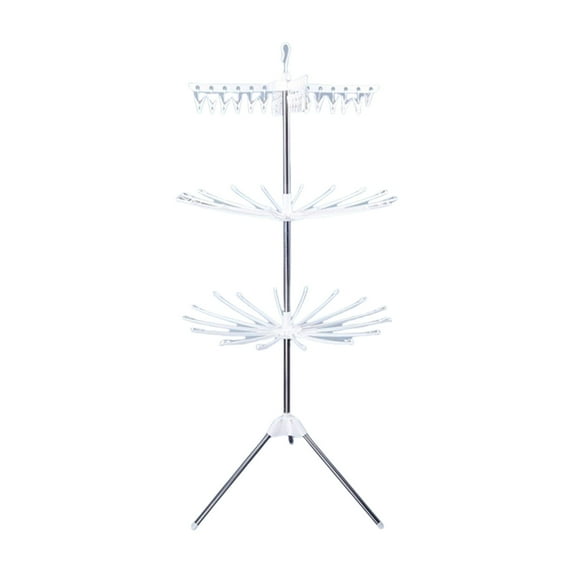 Foldable Stainless Steel Drying Rack 35.4x70.86in Large Space Saving Indoor Patio Clothesline with 24 Clothespins Multi-Functional Laundry Rack (White)