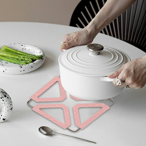 Foldable Stainless Steel Trivet Set of 2, Expandable Heat Resistant Pot Holder Mats for Hot Pots, Pans and Plates, Protects Countertops and Tables