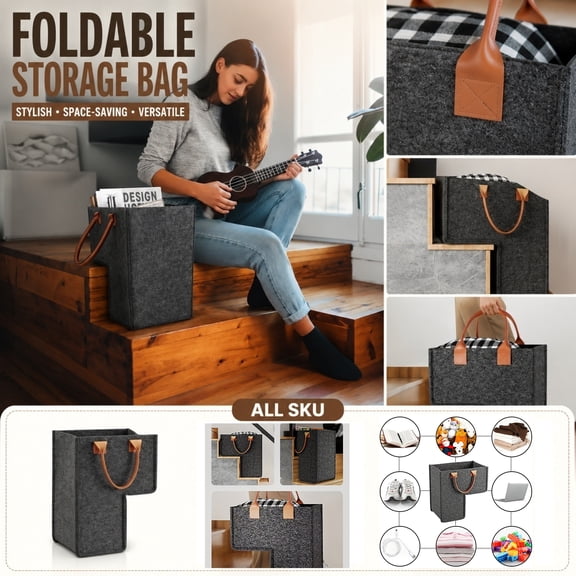 Foldable Stair Basket for Home Organization, Multifunctional Storage Bin for Stairs, Modern Closet Organizer for Clutter-Free Living and Entryway Decor