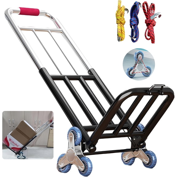 Foldable Stair Climbing Dolly, 240 Lb Capacity Heavy-Duty Stair Climbing Hand Truck (with 3 Ropes)