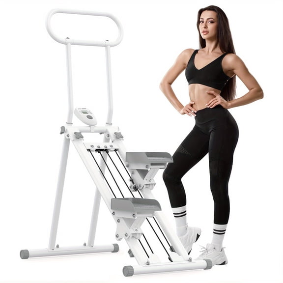 Foldable Stair Stepper with Handles & 300 lbs Capacity | Adjustable Step Length, Full Body Workout Machine | Ideal Home Fitness & Christmas Gift