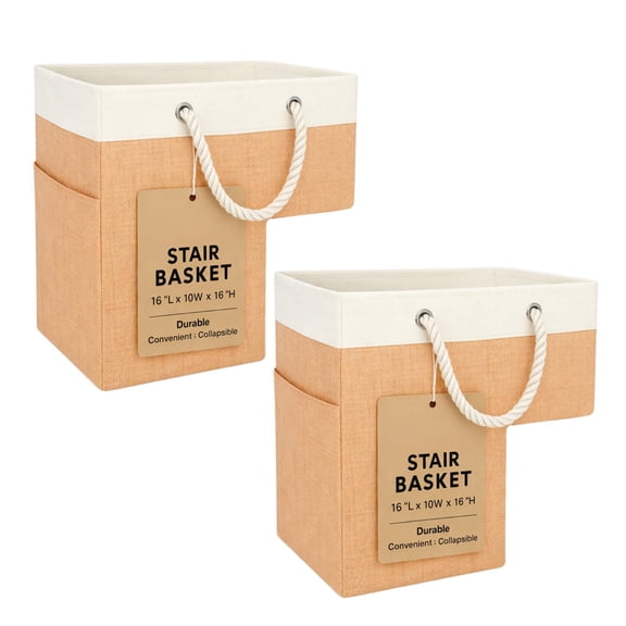 Foldable Staircase Storage Baskets 2pc Apricot
