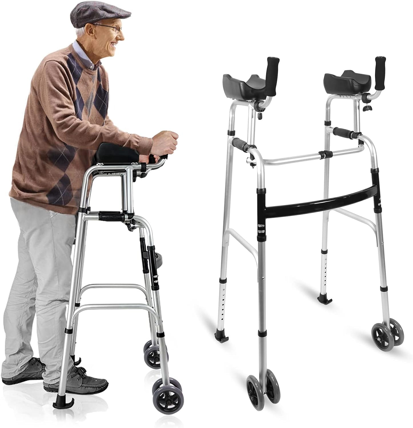Foldable Aluminum Walker Height Adjustable Extra High Tall Walking Foldable Aluminum Walker Height Adjustable Extra High Tall Walking