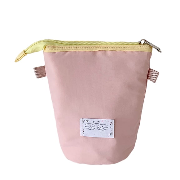 Foldable Standing Pencil Case Pop Up Polka Dot Nylon Single Compartment Storage Cup for Office Desk Artist Travel Organizer Holds 30 Pens 5.51 X 6.1 Inches