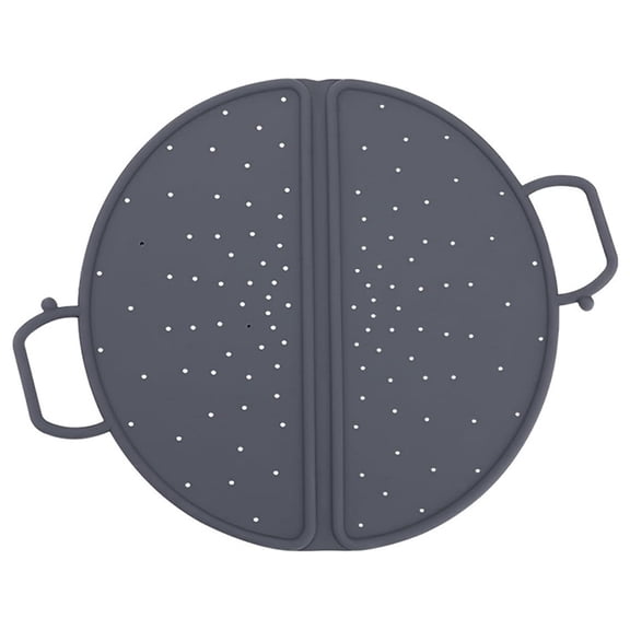 Foldable Steamer Basket with Handles,12 Inches, Gray Silicone, Double-Sided Design for Wok and Pan