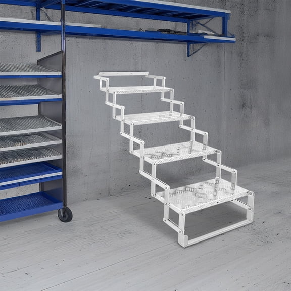 Foldable Step Ladder, Aluminum Alloy Scissor Stairs, 4 Steps Ladder for RV/Camper