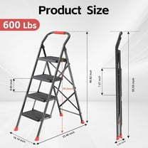 Foldable Step Ladder with Handrails - 4 Step Heavy Duty Stool for Home Adults Kitchen 600Lbs