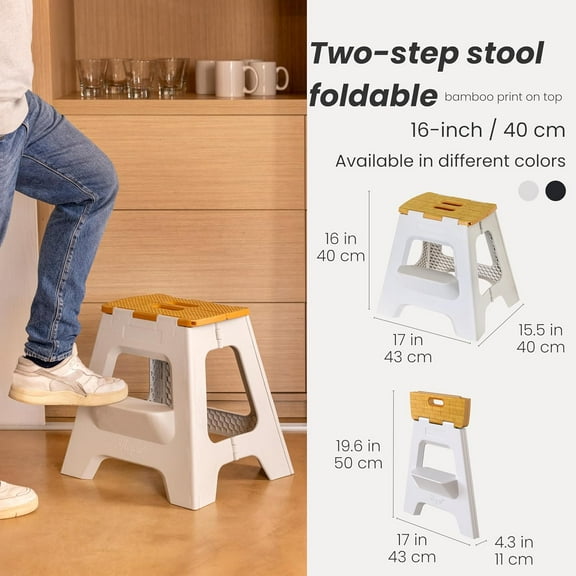 Foldable Step Stool 16-Inch Lightweight Non-Slip Stool for Adults to 330 lbs Print