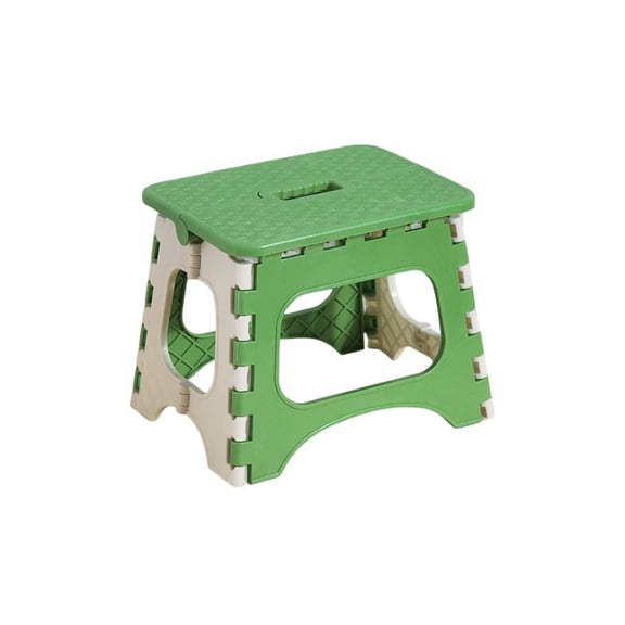 Foldable Step Stool, 19.5 Inch Compact Plastic Foldable Step Stool, Non-Slip Folding Stools with Portable Handle for Adults Kitchen Bathroom, Green