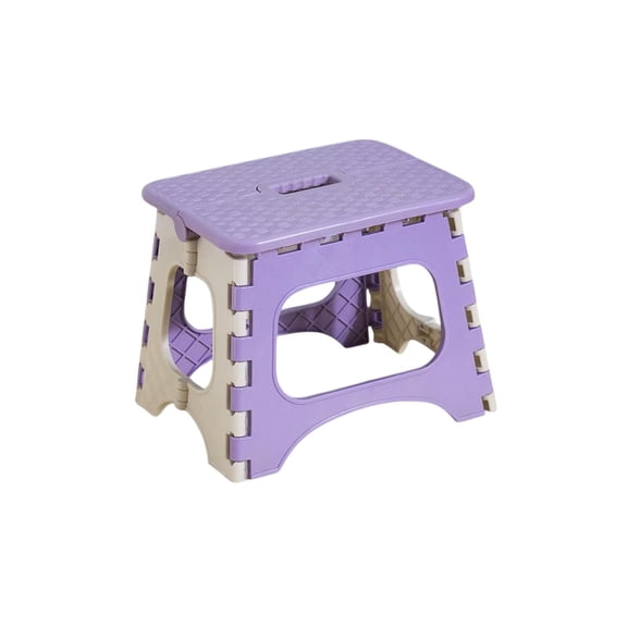 Foldable Step Stool, 19.5 Inch Compact Plastic Foldable Step Stool, Non-Slip Folding Stools with Portable Handle for Adults Kitchen Bathroom, Purple