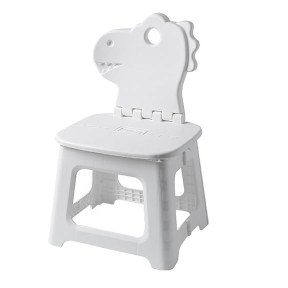 Foldable Step Stool - Dinosaur Themed Chair with Back Support, Portable Plastic Folding Stool for Bathroom, Kitchen, Travel & Indoor Outdoor Use