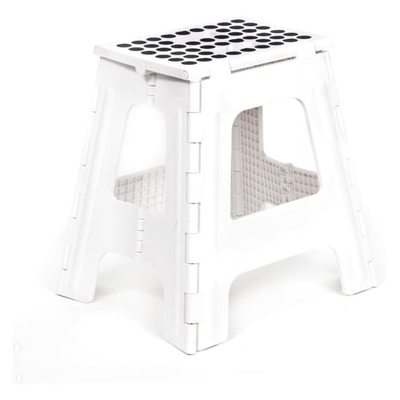 Foldable Step Stool – Holds Adults up to 300 Lbs, Best for Kitchen & Bathroom – Collapsible, Portable, Lightweight Stepping Stool with Sturdy, Non-Slip Design – White, 15” 15 Inch