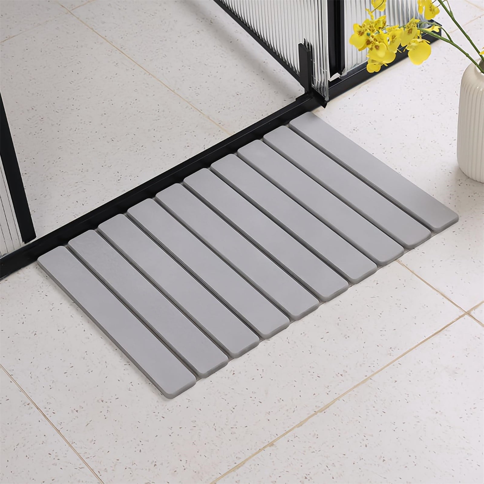Foldable Stone Bath Mat 30x40cm | Quick-Dry Diatomaceous Earth Bath Rug with PVC Anti-Slip Base | Bathroom, Kitchen, Pet-Friendly Water Absorbent Mat,B