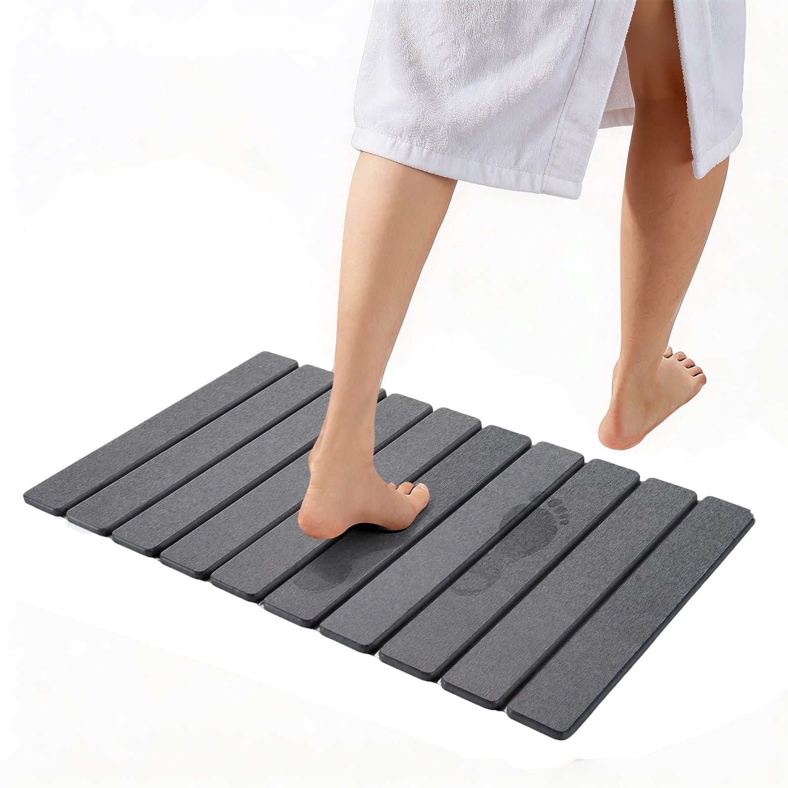 Large Foldable Stone Bath Mat,Diatomaceous Earth with Non-Slip and Super Absorbent, Dry Mat with Quick Dry for Bathroom