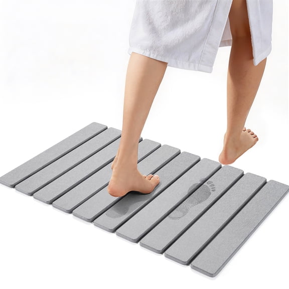 Large Foldable Stone Bath Mat,Diatomaceous Earth with Non-Slip and Super Absorbent, Dry Mat with Quick Dry for Bathroom