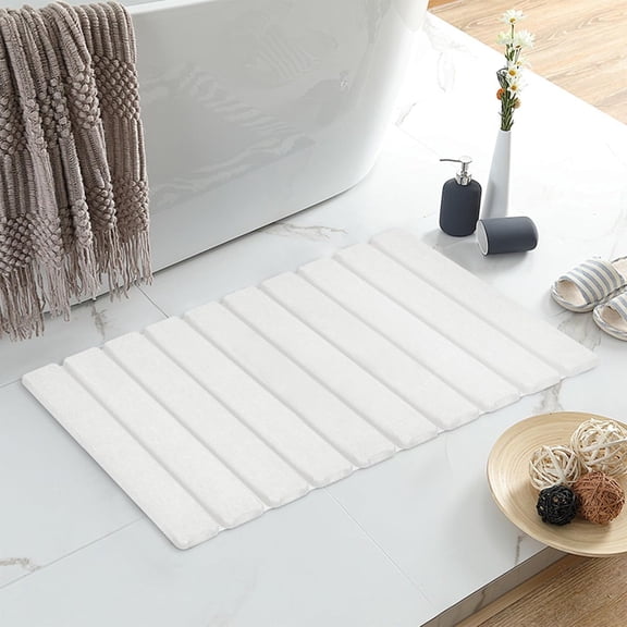 Foldable Stone Bath Mat, Non-Slip Diatomaceous Earth Mat, Super Absorbent Quick Drying Bath Stone Mat, Luxury Bath mat for Bathroom Kitchen Bathtub, 23.4 * 15.4" White