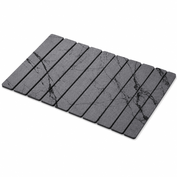 Foldable Diatomaceous Earth Stone Bath Mat 32 x 16 In Non Slip Dark Gray