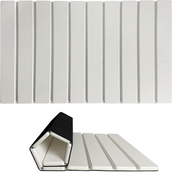 Foldable Stone Bath Mat, Quick Drying Diatomaceous Earth Shower Mat with Non-Slip Rubber Backing, 23.6 x 15.4 inch, Super Absorbent Stone Mat for Bathroom Floor, Easy to Clean